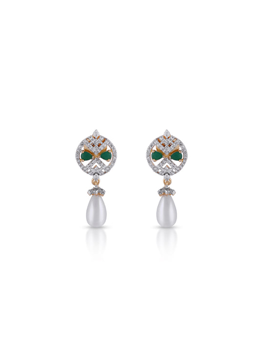 Emerald Lattice Pearl Pendant Set