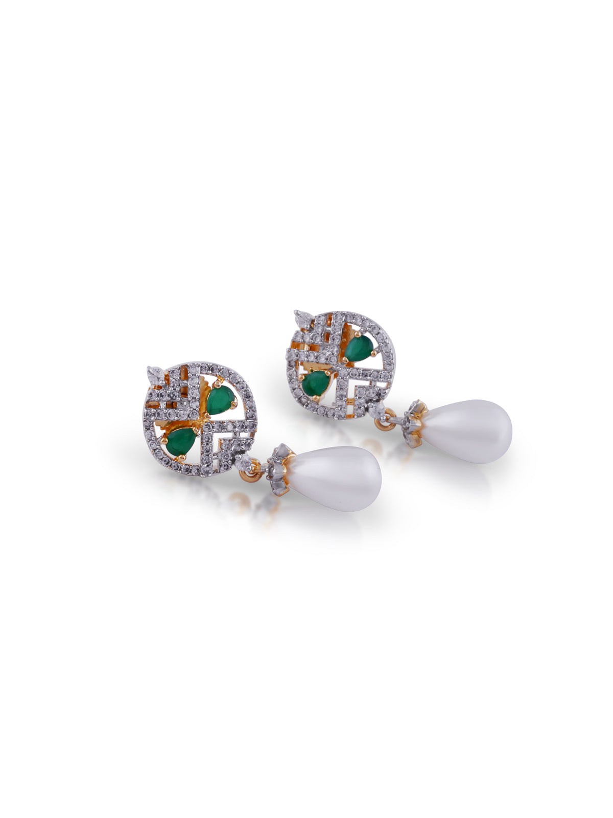 Emerald Lattice Pearl Pendant Set