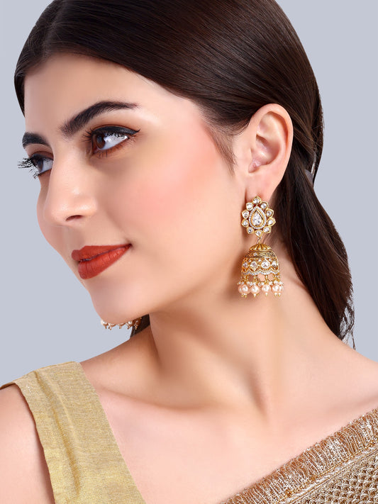 Tejasvi Kundan Jhumka Earrings (White)