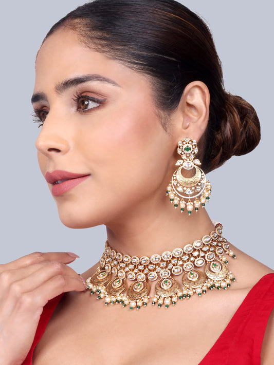 Chandani Bridal Polki Choker Set (Gold)
