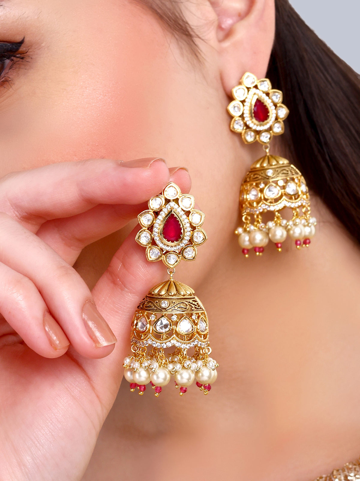 Tejasvi Kundan Jhumka Earrings