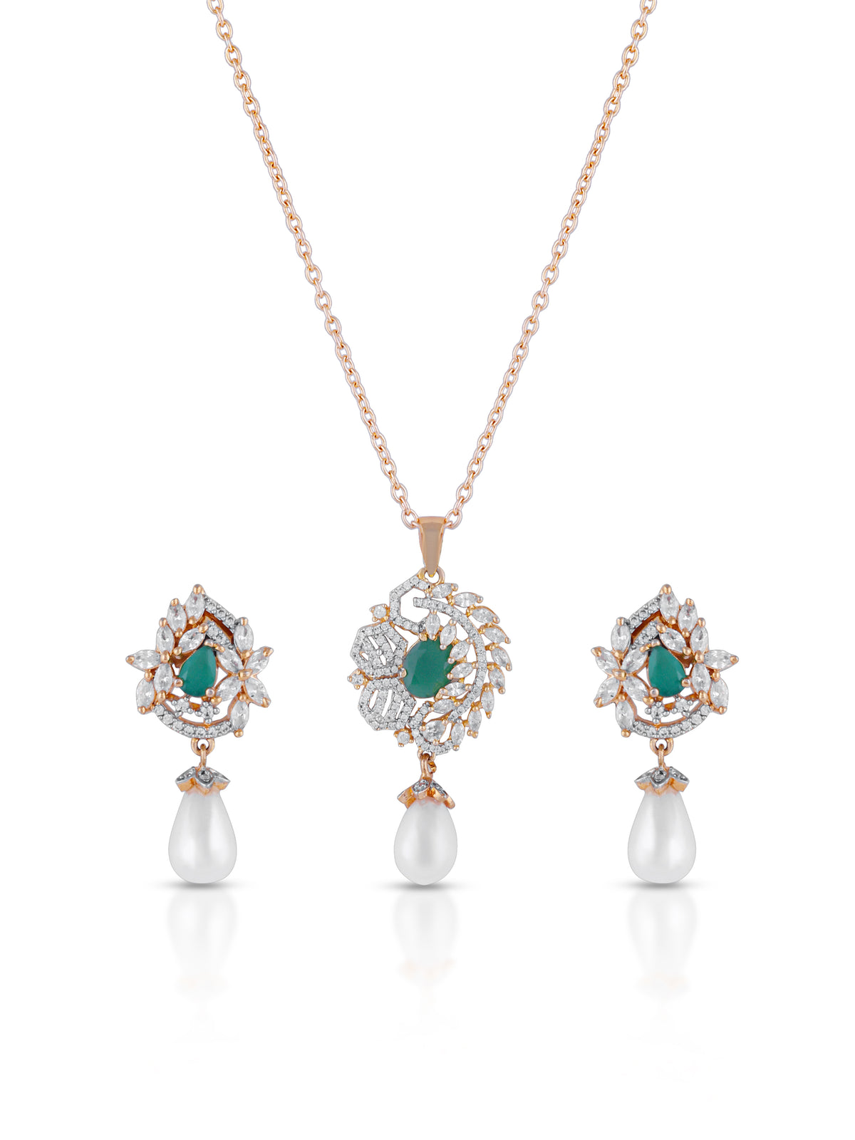 Aura Pearl Emerald Pendant Set