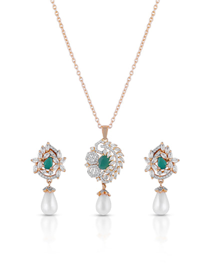 Aura Pearl Emerald Pendant Set