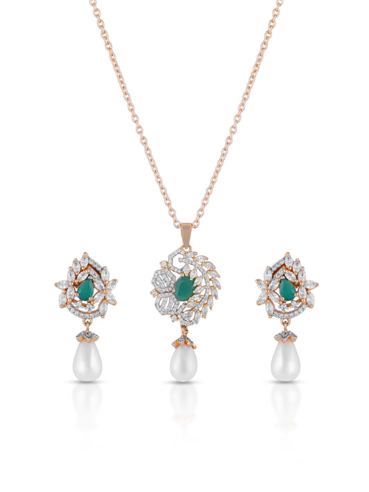 Aura Pearl Emerald Pendant Set