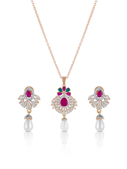 Lyra Pearl Ruby Pendant Set