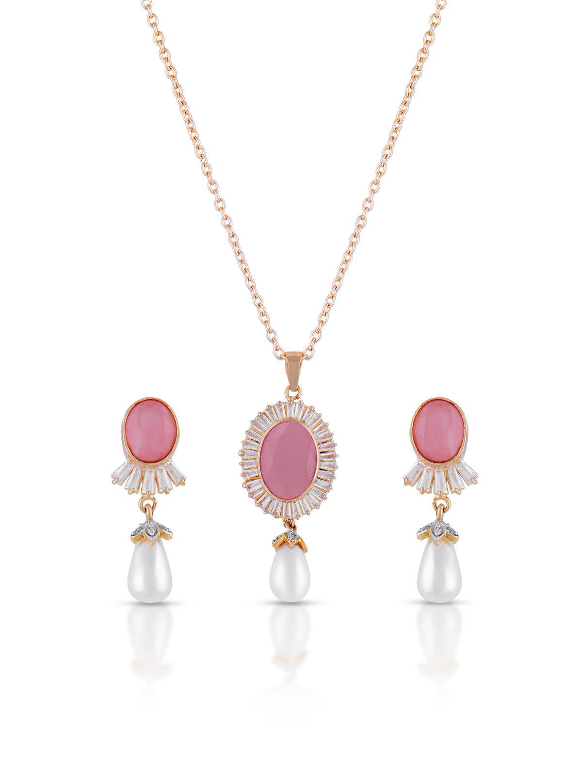 Sele Pearl Rose Pendant Set