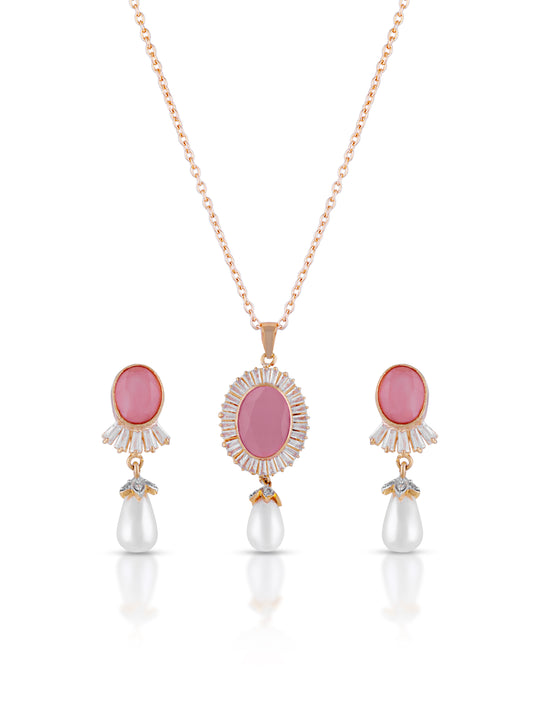 Sele Pearl Rose Pendant Set