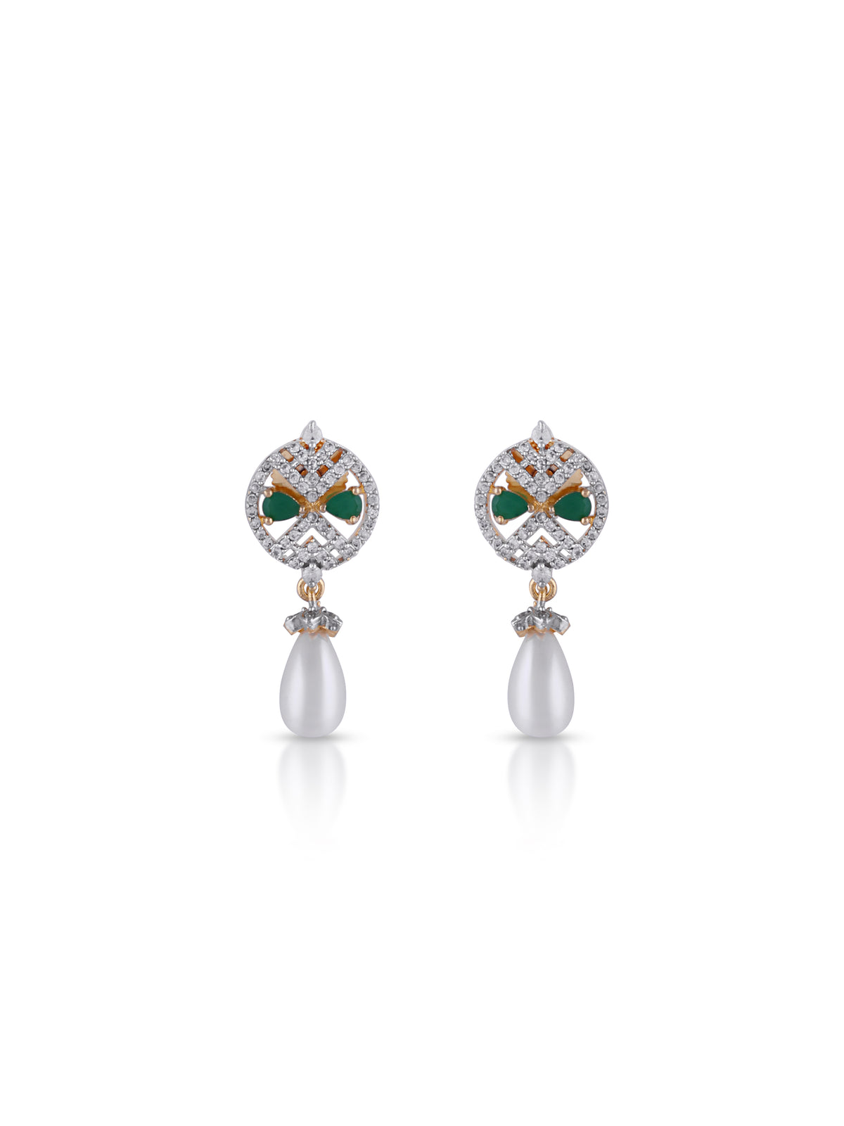 Emerald Lattice Pearl Pendant Set