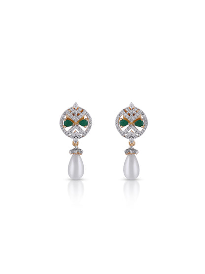 Emerald Lattice Pearl Pendant Set