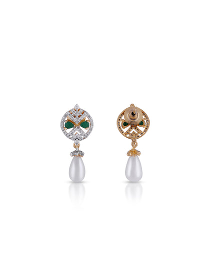 Emerald Lattice Pearl Pendant Set