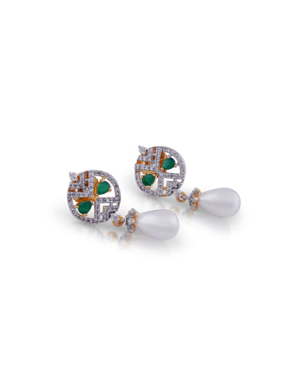 Emerald Lattice Pearl Pendant Set