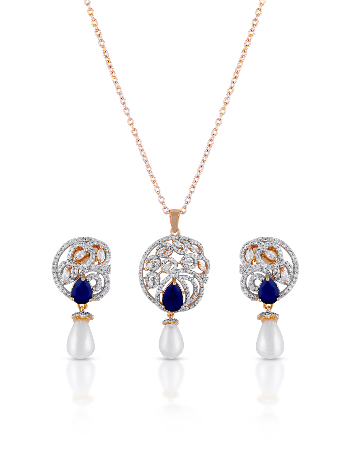 Celeste Pearl Sapphire Pendant Set