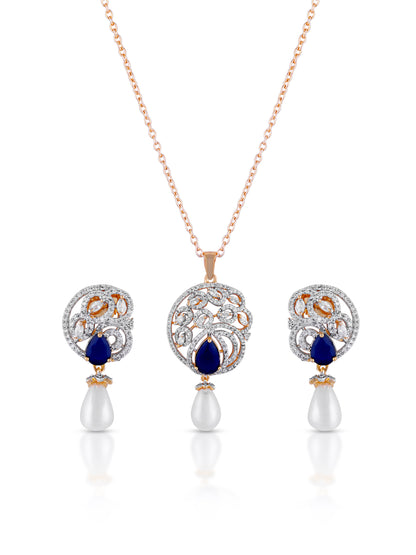 Celeste Pearl Sapphire Pendant Set