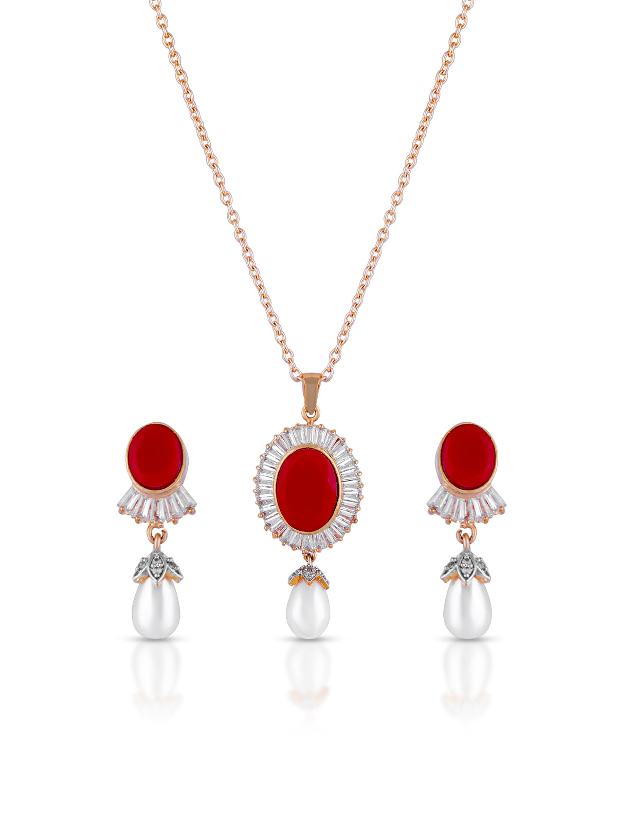 Elara Pearl Coral Pendant Set