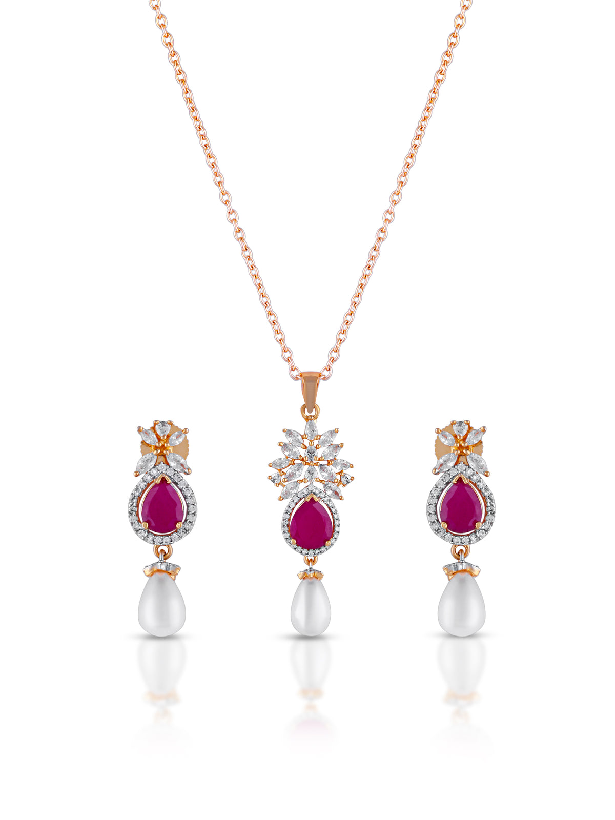 Royal Crimson Pearl Pendant Set