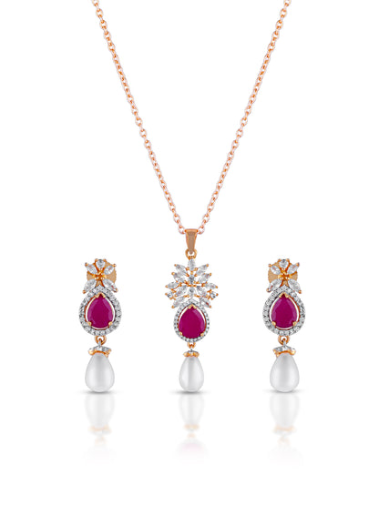 Royal Crimson Pearl Pendant Set