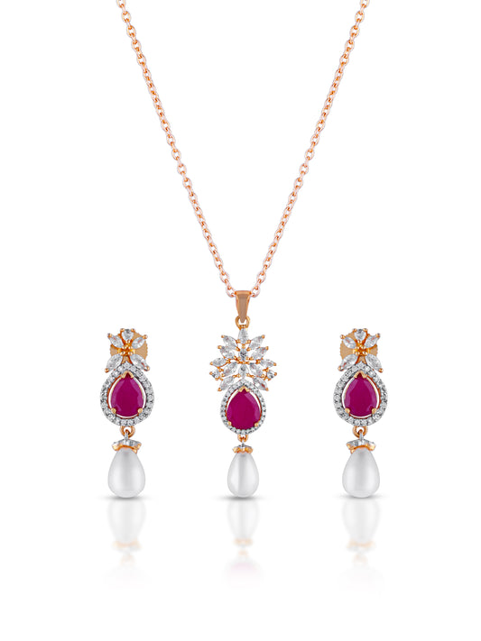 Royal Crimson Pearl Pendant Set