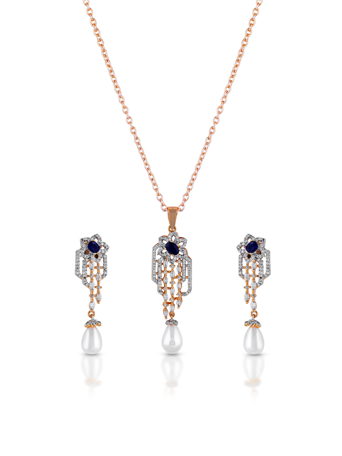 Cyra Pearl Sapphire Pendant Set