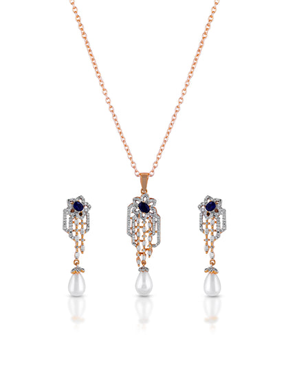 Cyra Pearl Sapphire Pendant Set