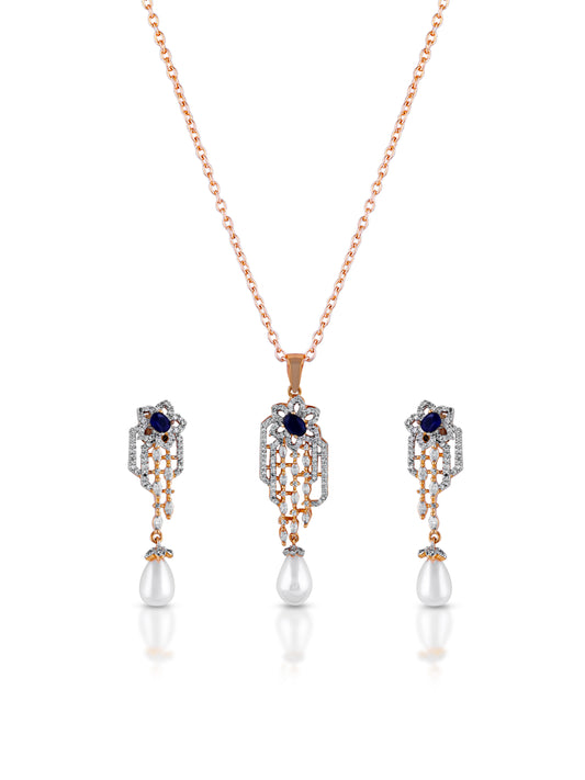 Cyra Pearl Sapphire Pendant Set