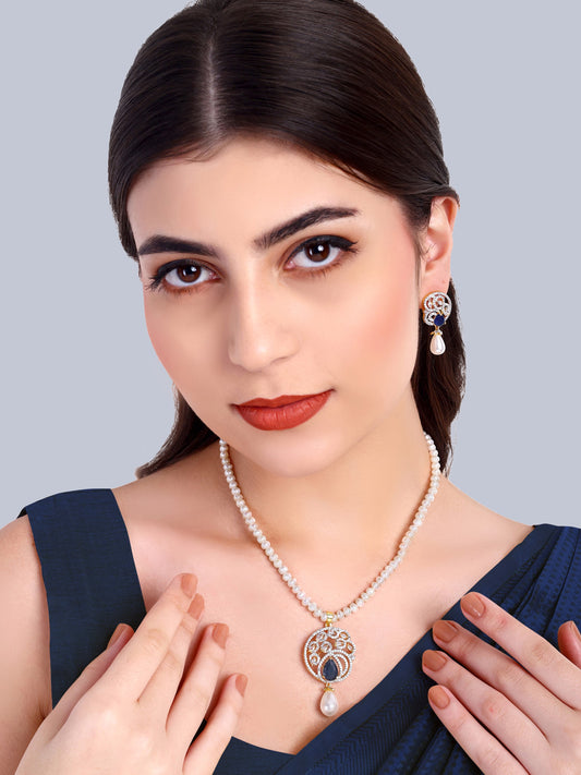 Inaya Sapphire Designer Pearl NecklaceSet