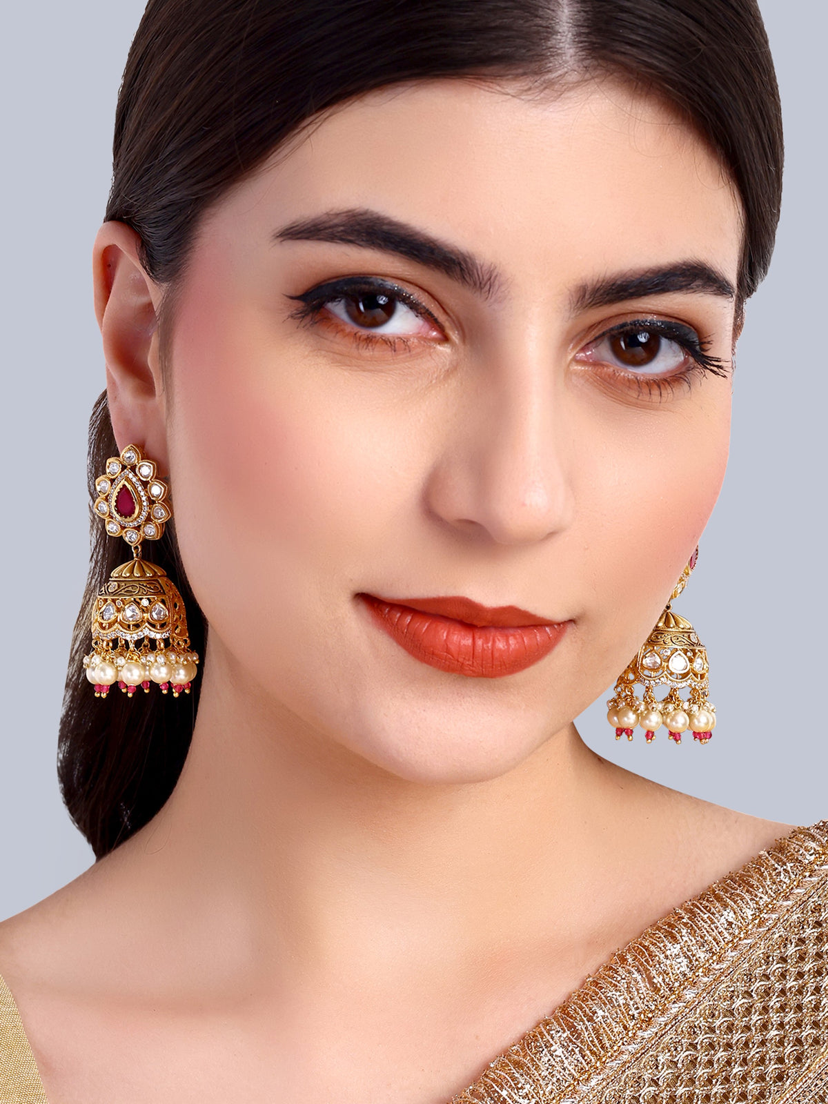 Tejasvi Kundan Jhumka Earrings