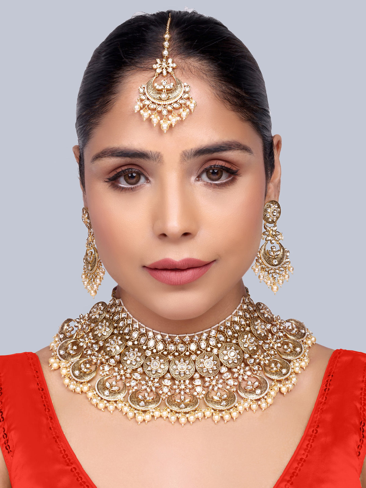Mangalya Bridal Polki Choker Set (White)