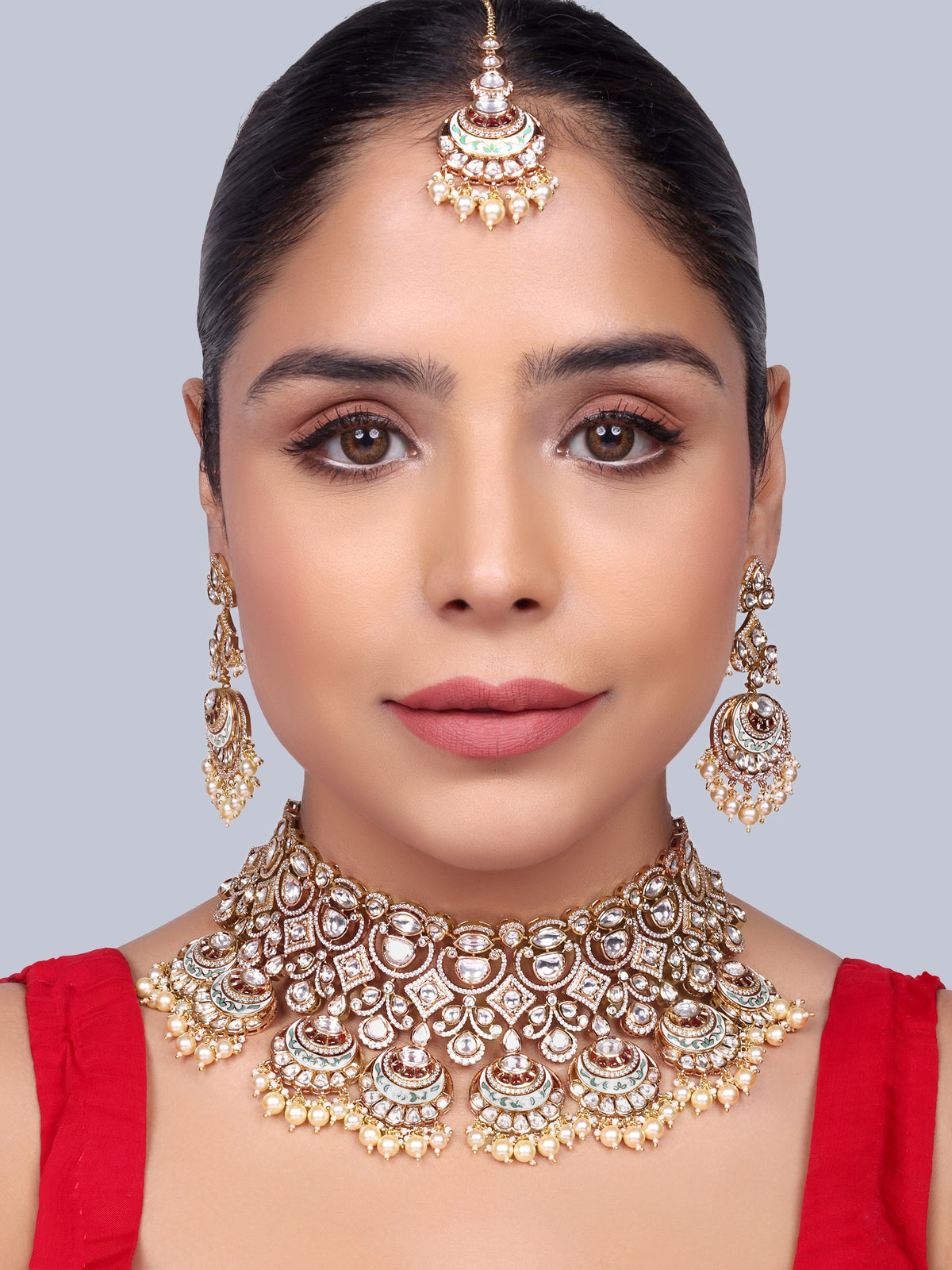 Anmol Bridal Polki Choker Set (White)