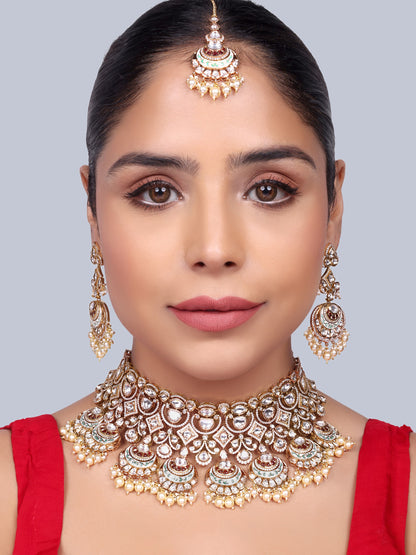 Anmol Bridal Polki Choker Set (White)