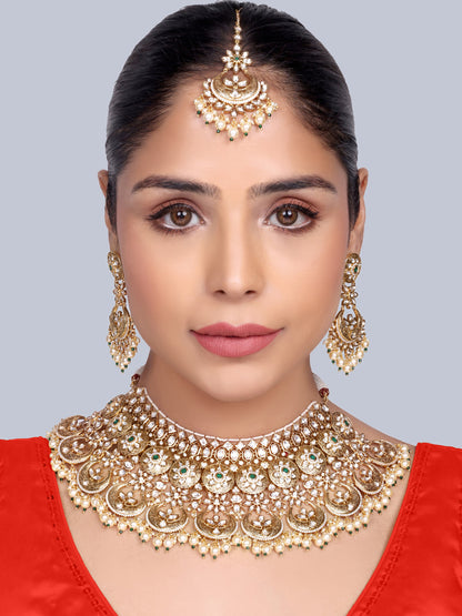 Mangalya Bridal Polki Choker Set (Green)