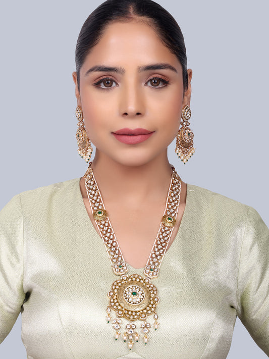 Lavanya Kundan Bridal Designer Necklace Set (Green)