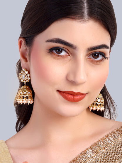 Tejasvi Kundan Jhumka Earrings (White)