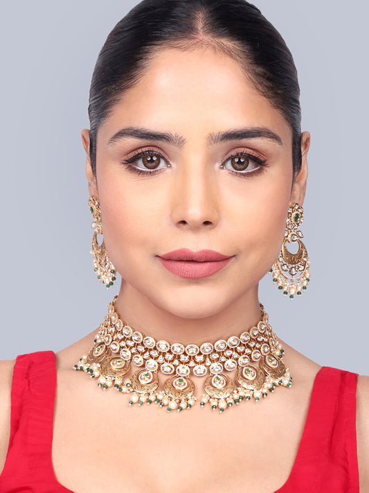 Chandani Bridal Polki Choker Set (Gold)
