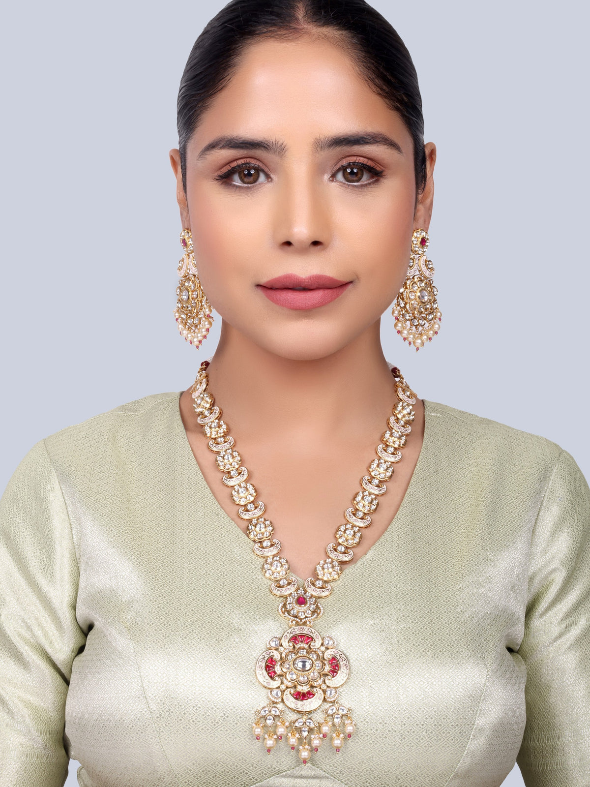 Pankhuri Bridal Meenakari Designer Necklace Set (Ruby)
