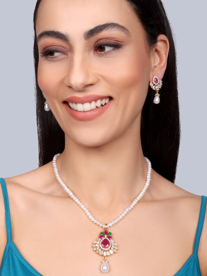 Navya Ruby Designer Pearl NecklaceSet