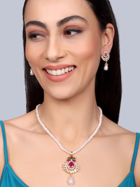 Navya Ruby Designer Pearl NecklaceSet