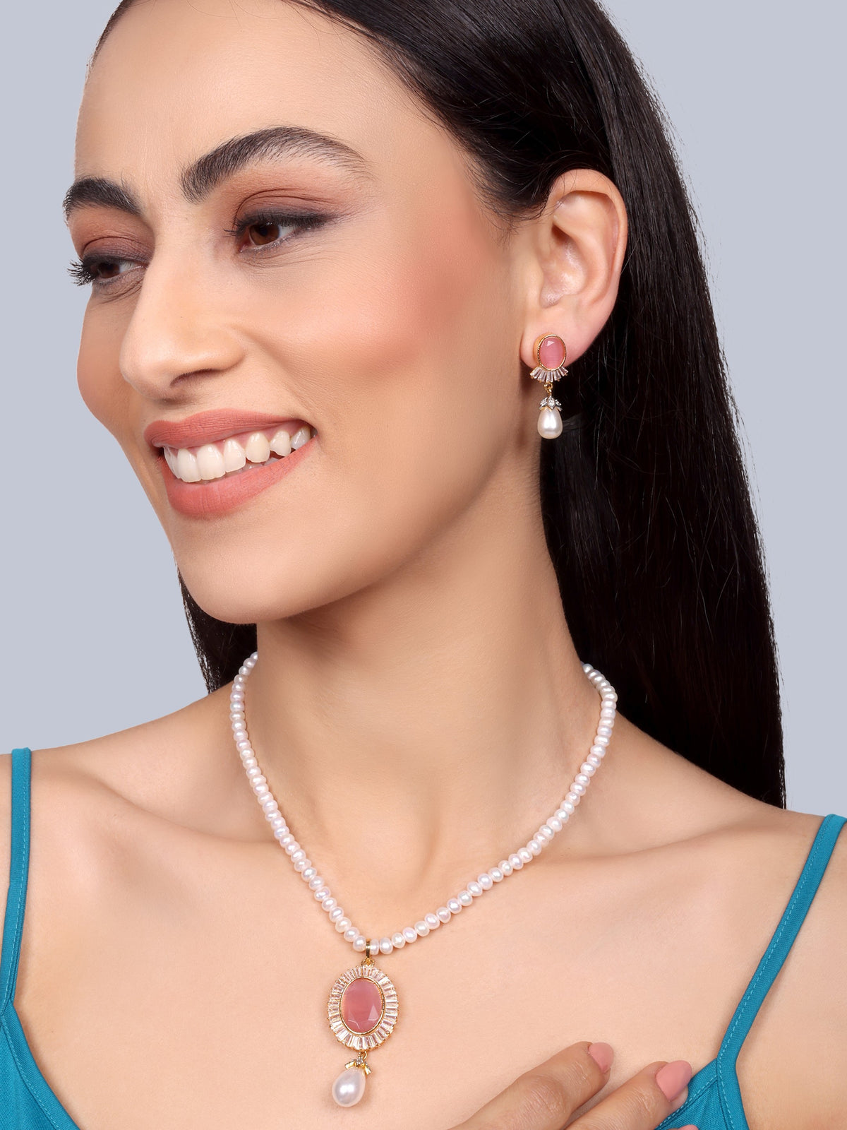 Roselle Designer Pearl Necklace Set