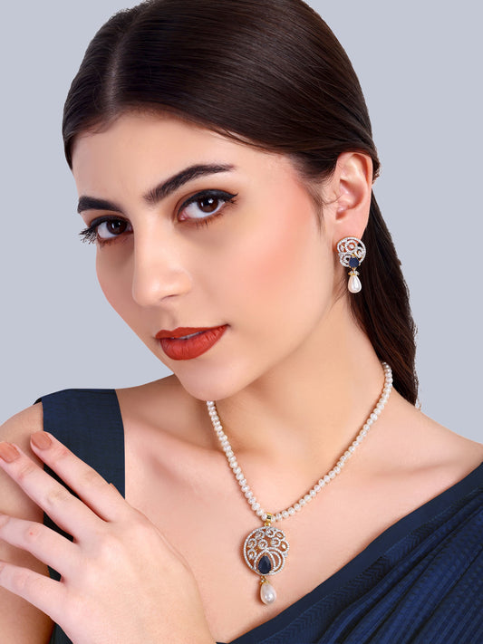 Inaya Sapphire Designer Pearl NecklaceSet
