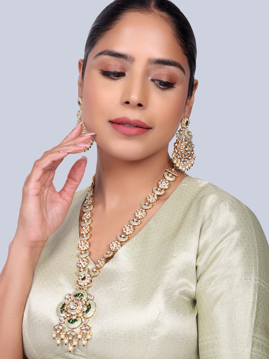 Pankhuri Bridal Meenakari Designer Necklace Set (Mint)