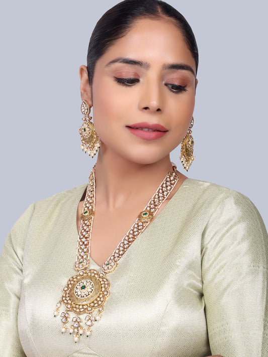 Lavanya Kundan Bridal Designer Necklace Set (Green)