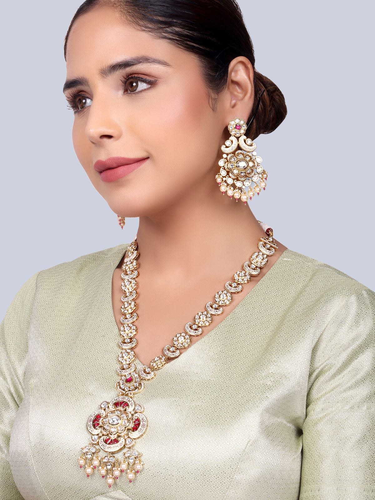 Pankhuri Bridal Meenakari Designer Necklace Set (Ruby)