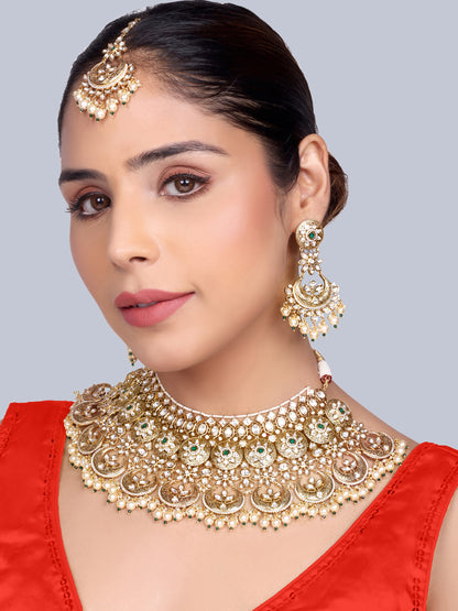 Mangalya Bridal Polki Choker Set (Green)