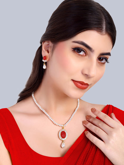 Maira Coral Designer Pearl Necklace Set