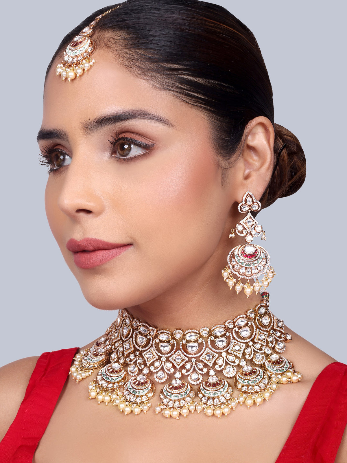 Anmol Bridal Polki Choker Set (White)