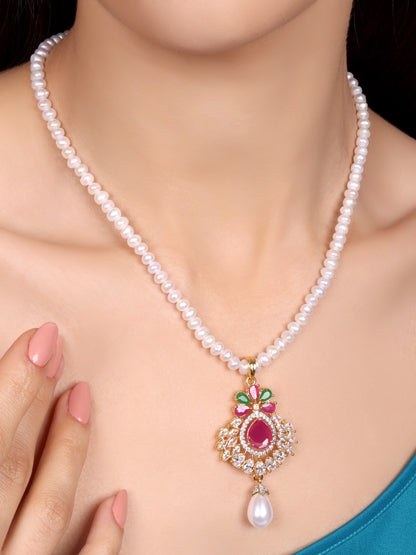 Navya Ruby Designer Pearl NecklaceSet