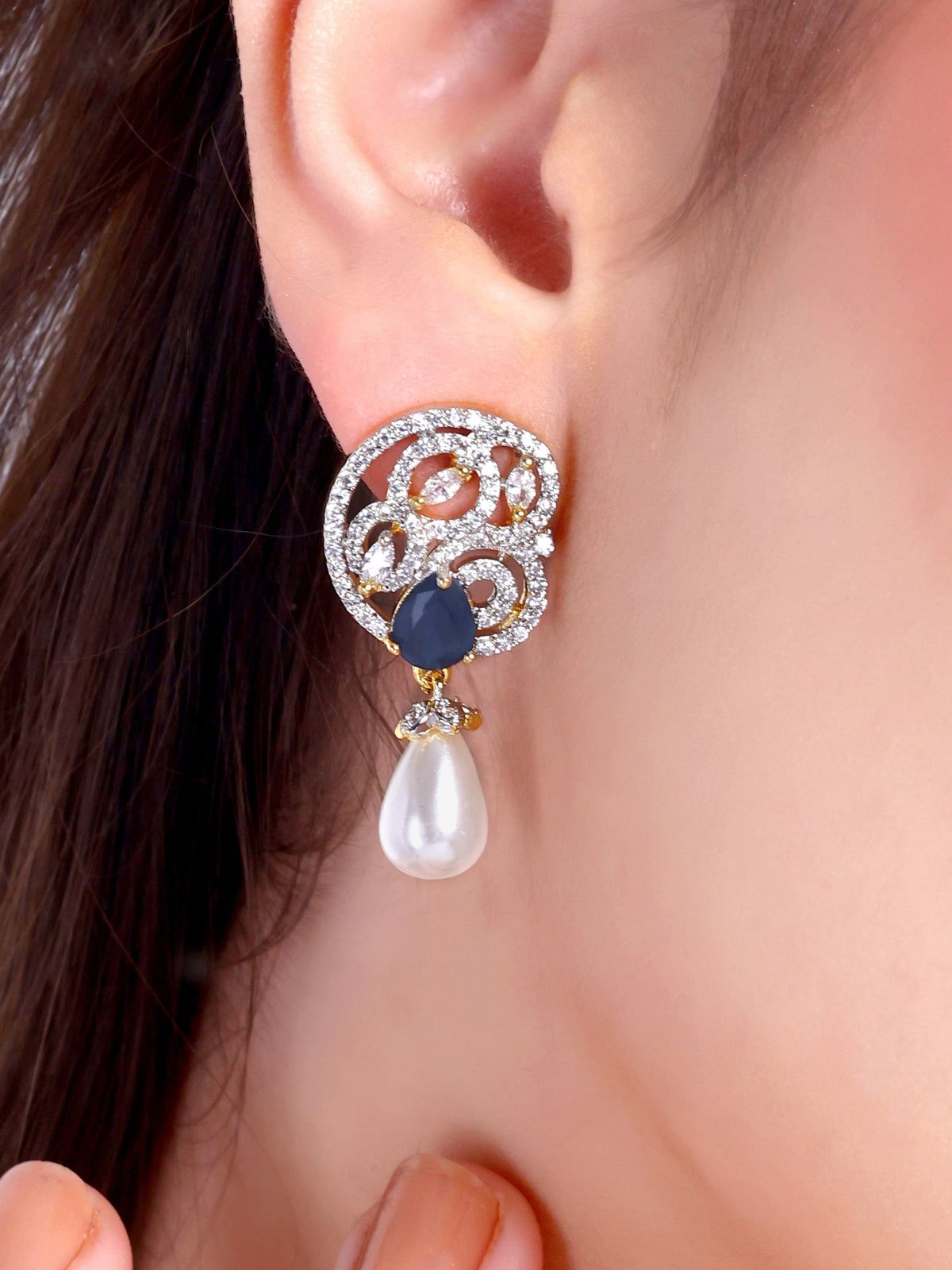 Inaya Sapphire Designer Pearl NecklaceSet