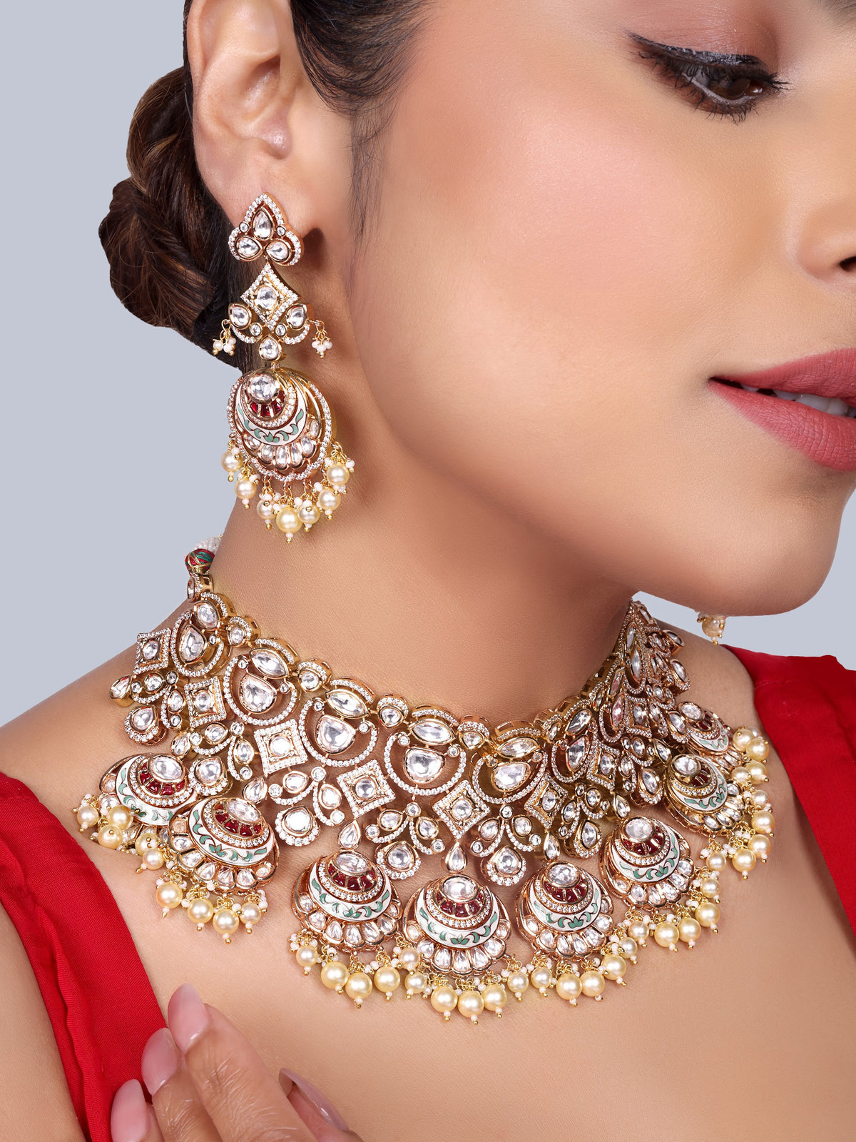 Anmol Bridal Polki Choker Set (White)