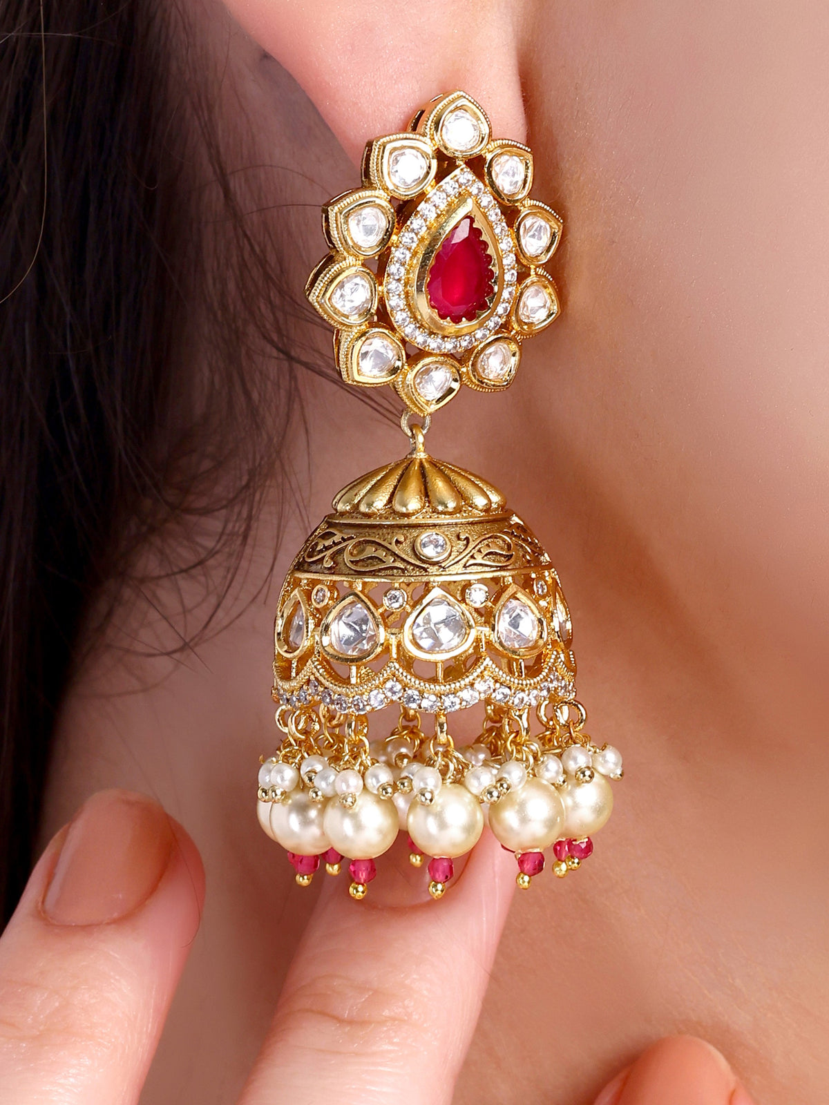 Tejasvi Kundan Jhumka Earrings
