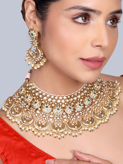 Mangalya Bridal Polki Choker Set (Green)