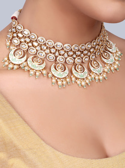 Chandani Bridal Polki Choker Set (Mint)